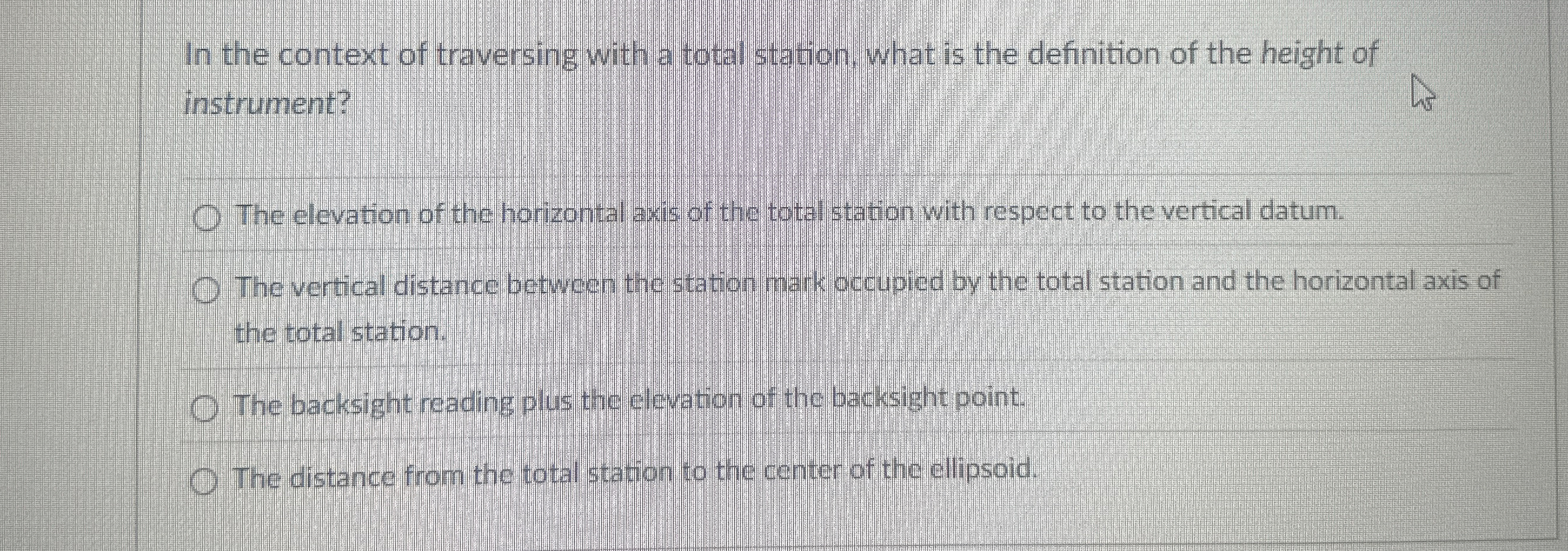 In the context of traversing with a total