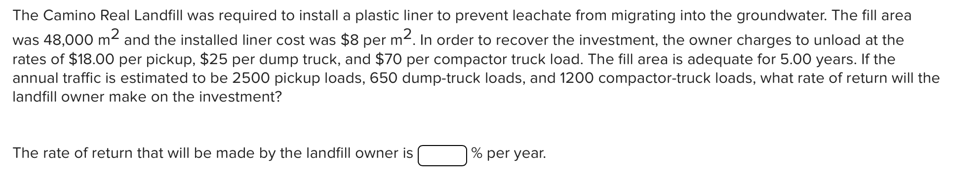 What is the rate of return that will be made by