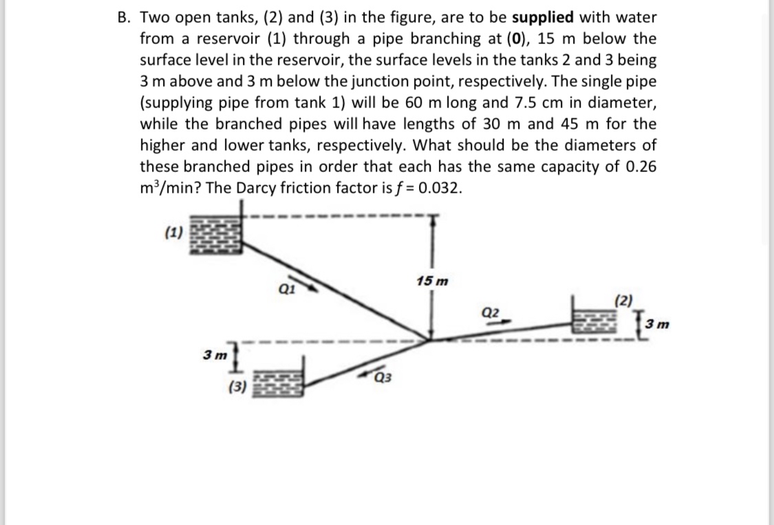 B . Two open tanks, ( 2 ) and ( 3 ) in the