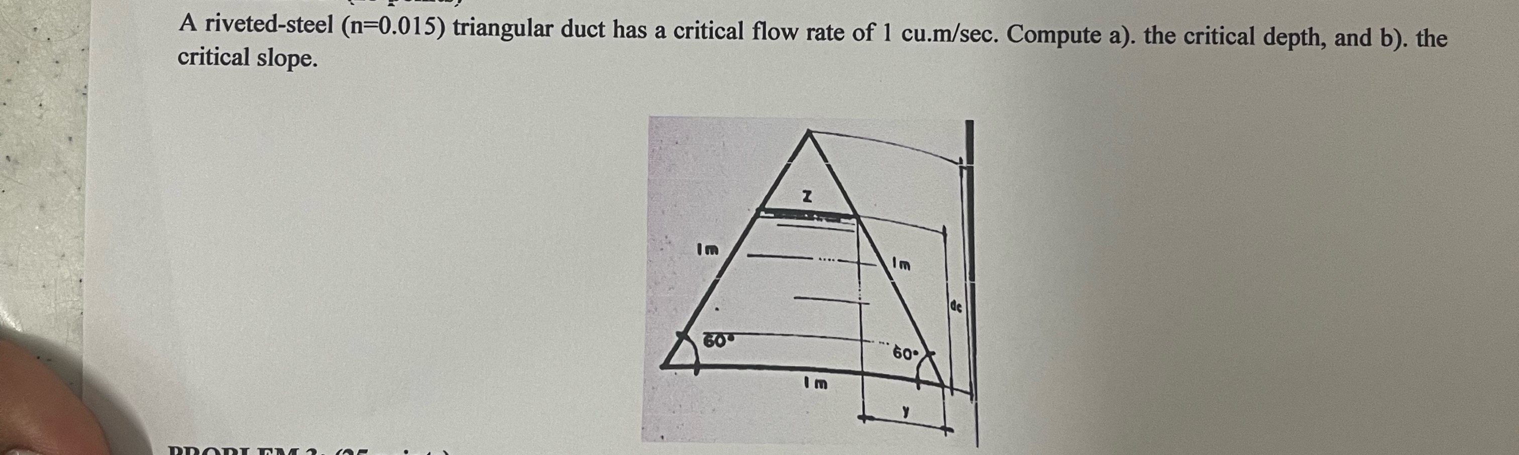A riveted - steel ) = ( 0 . 0 1 5 triangular duct
