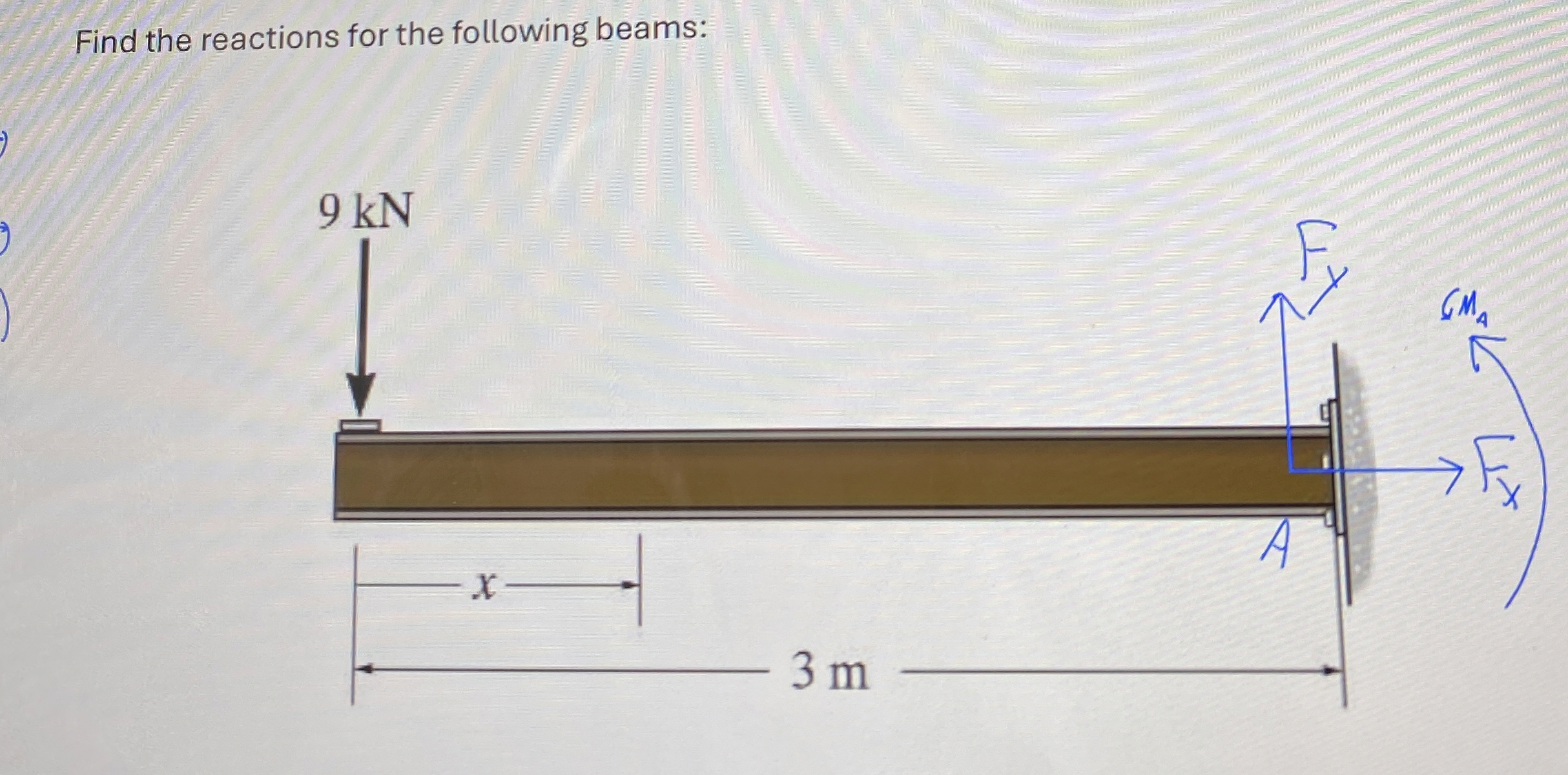 Find the reactions for the following beams: