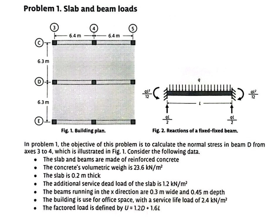 Problem 1 . Slab and beam loads In problem 1 ,