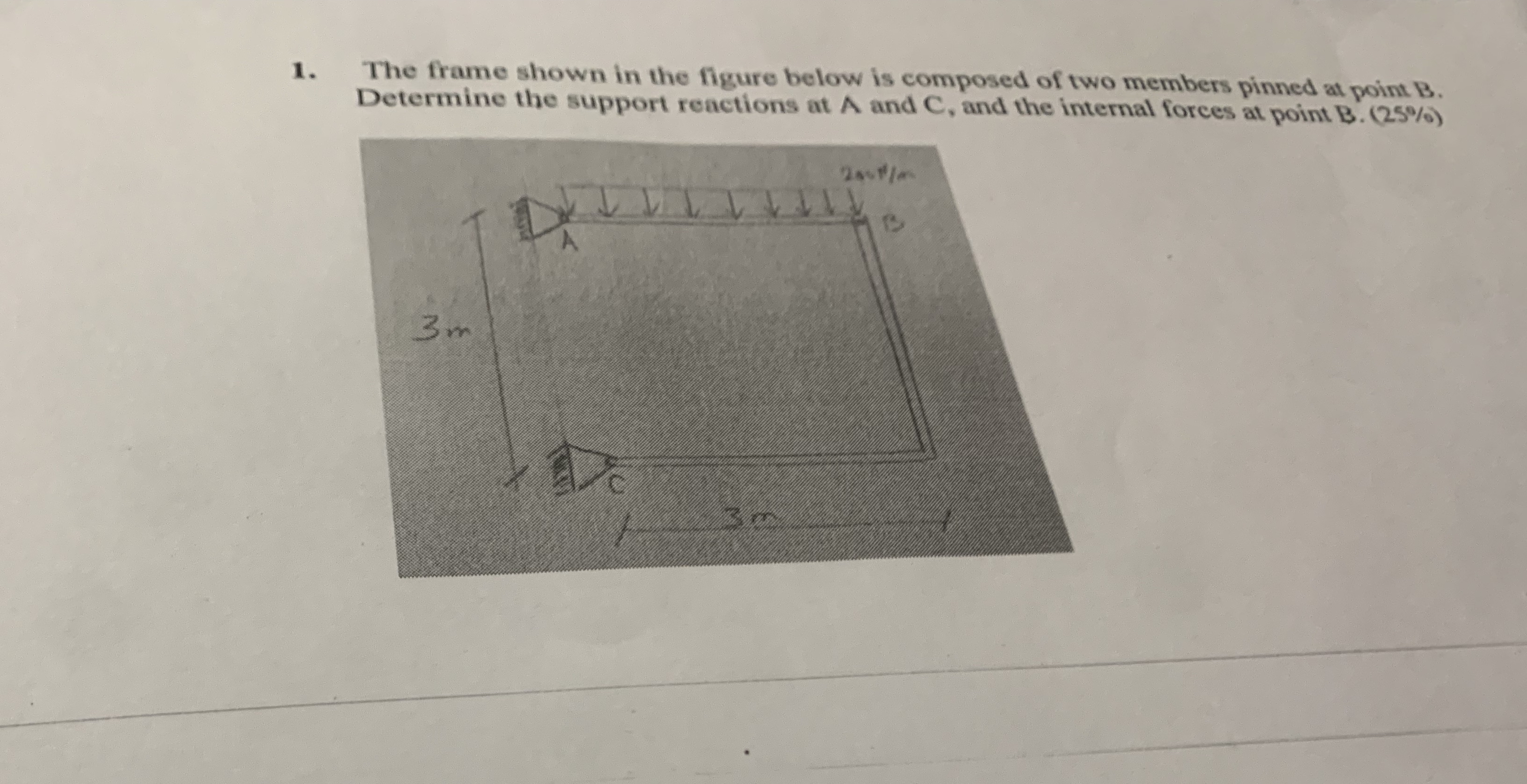 The frame shown in the figure below is composed