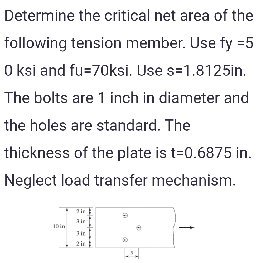 Determine the critical net area of the following