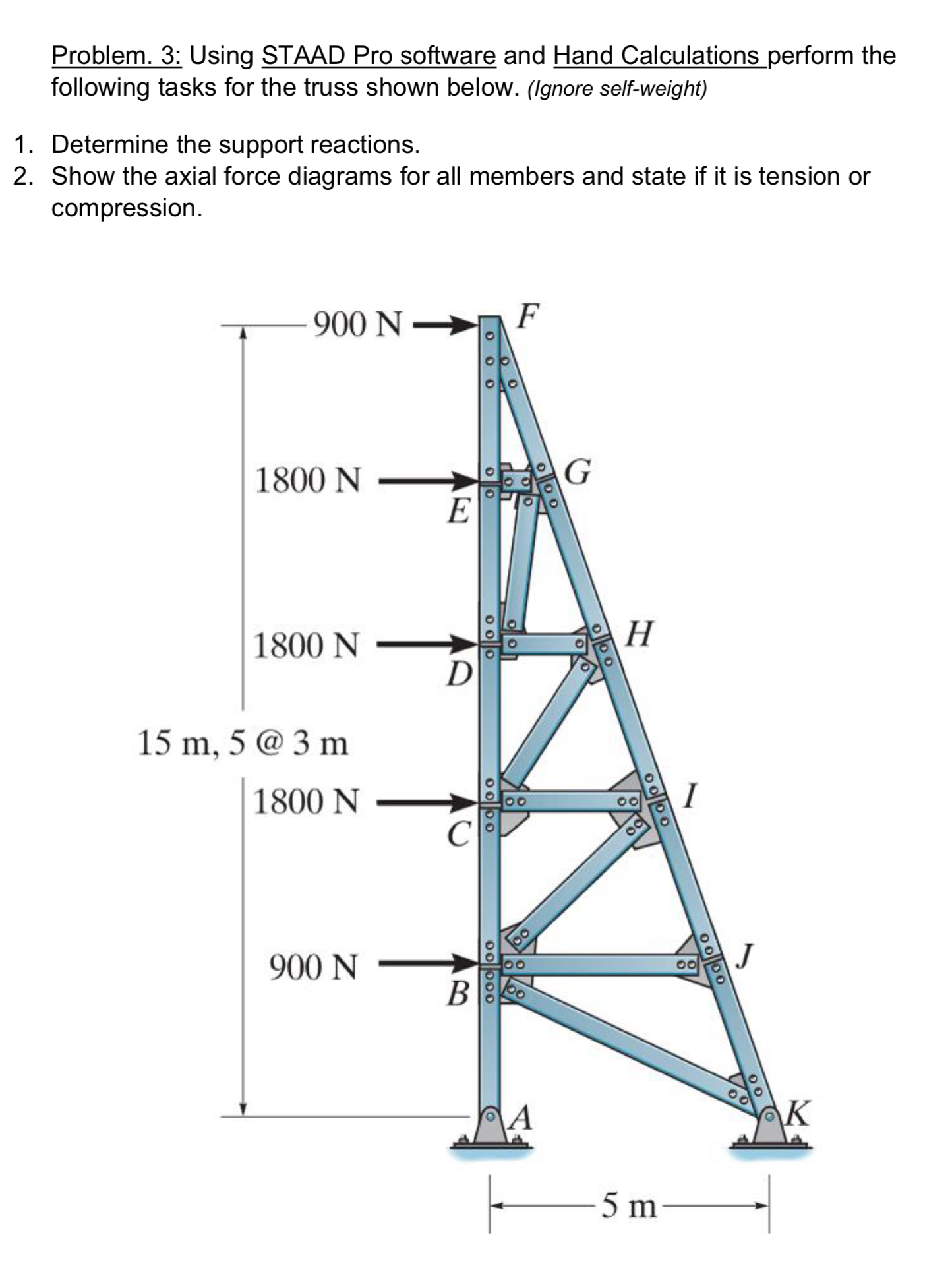 Problem. 3 : Using STAAD Pro software and Hand