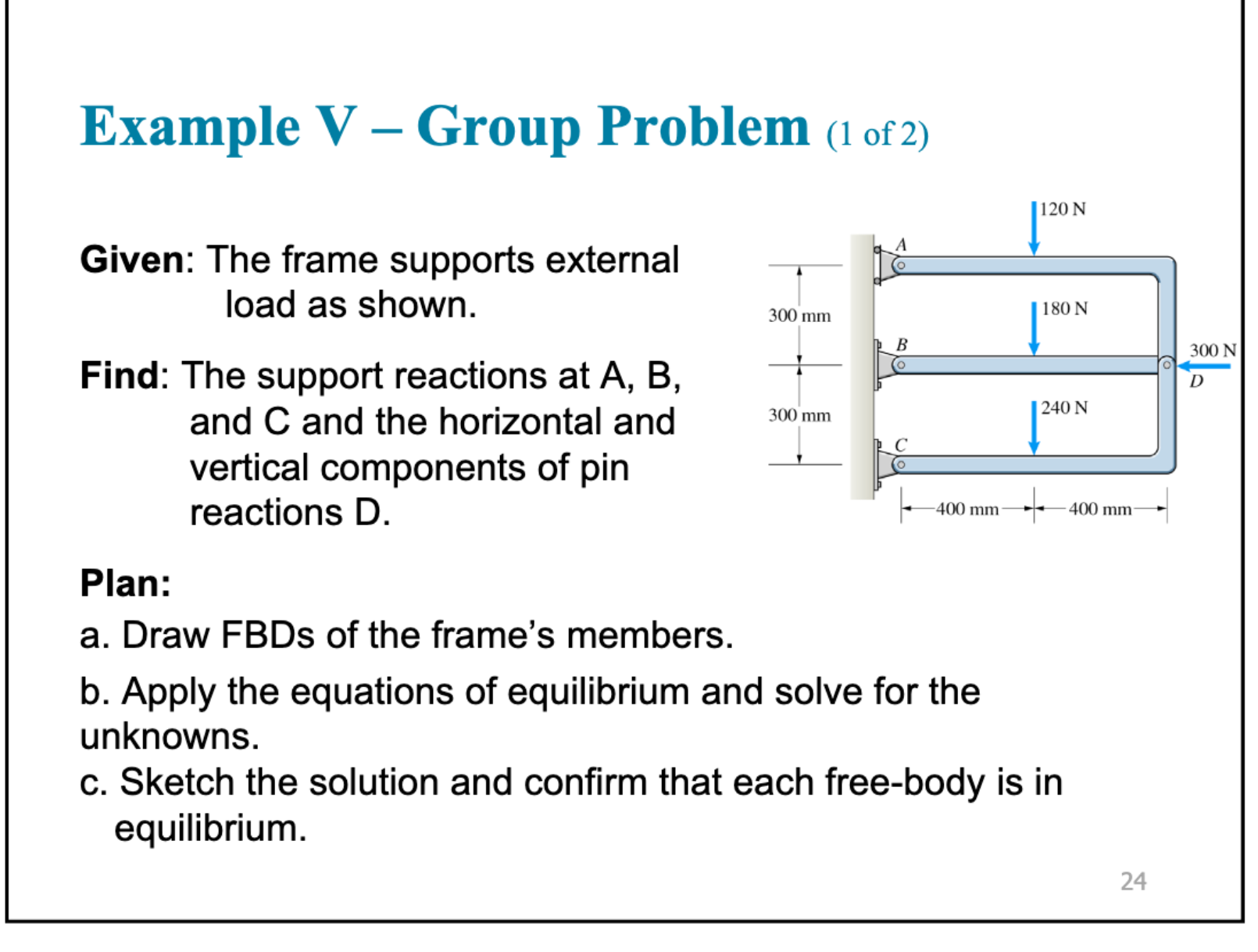 Example V - Group Problem ( 1 of 2 ) Given: The