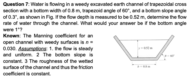 Question 7 : Water is flowing in a weedy