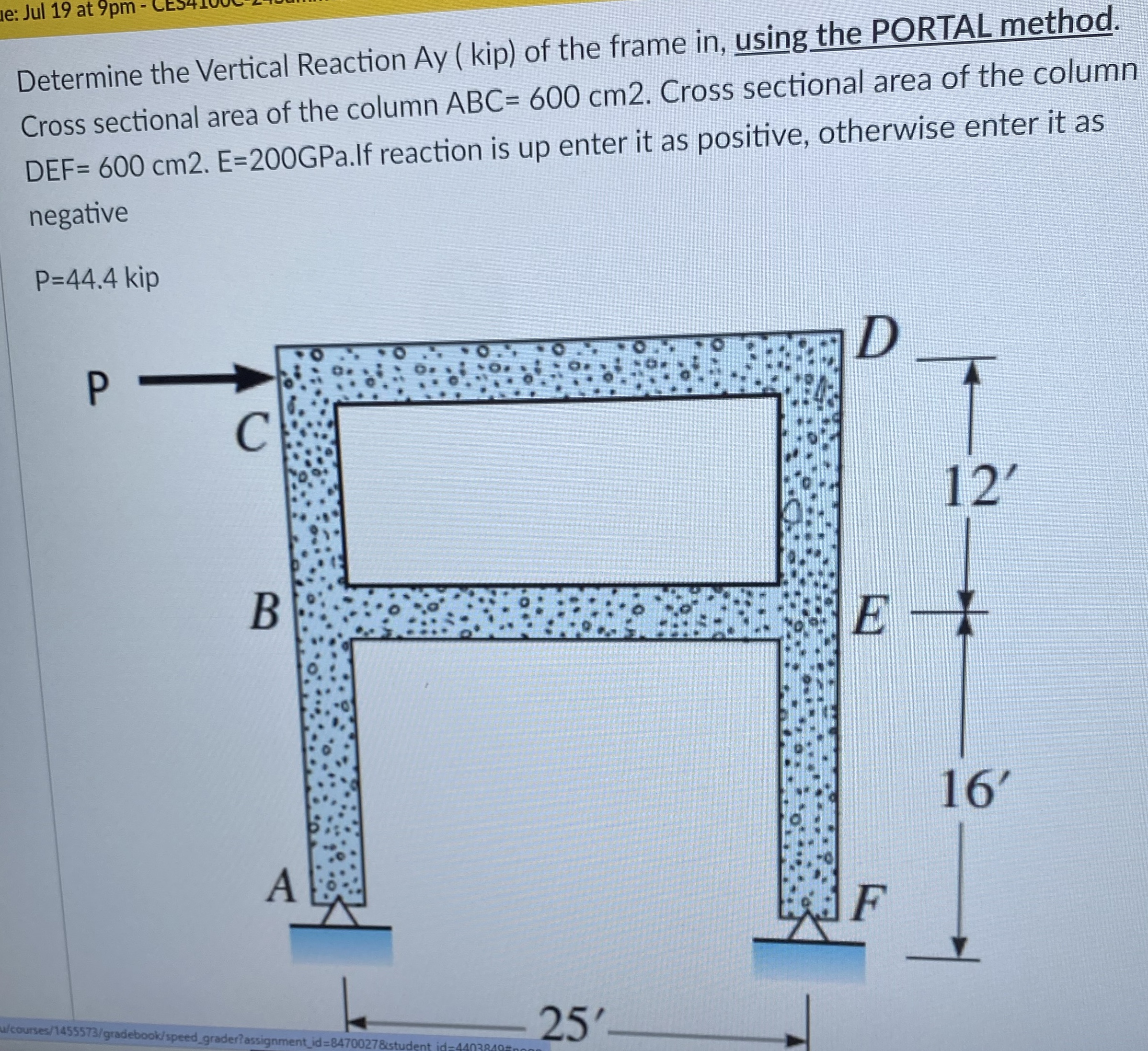 Determine the Vertical Reaction Ay ( kip ) of the