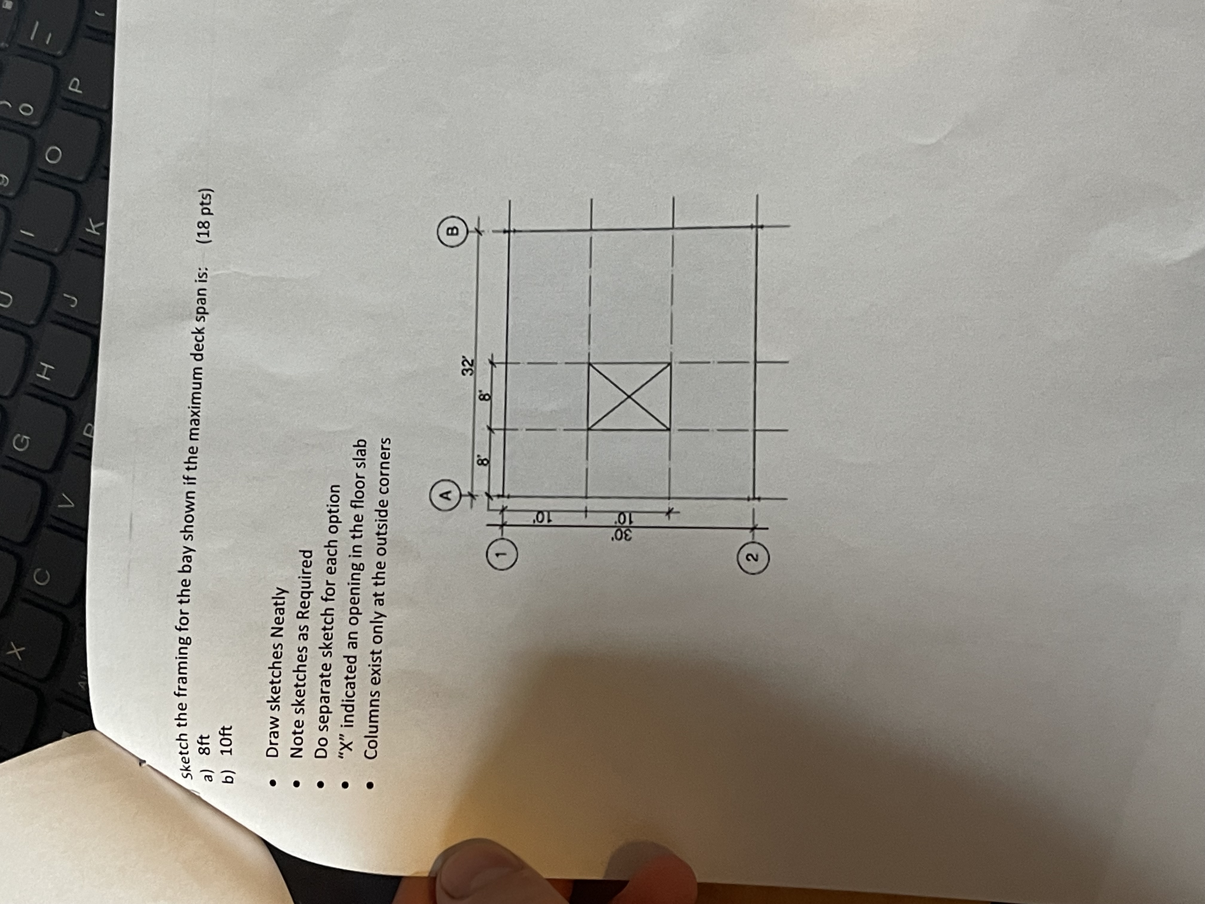 sketch the framing for the bay shown if the