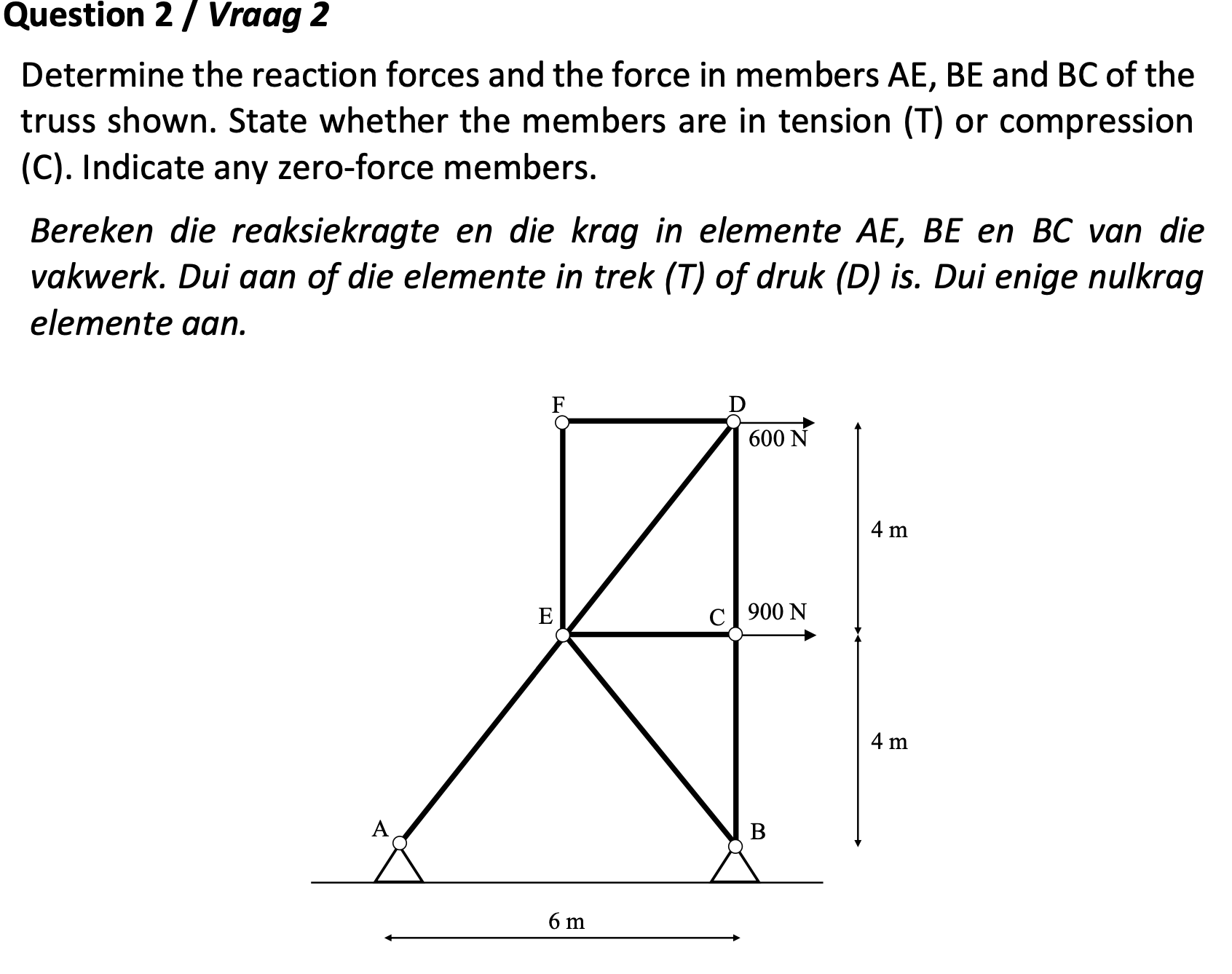 Question 2 / Vraag 2 Determine the reaction