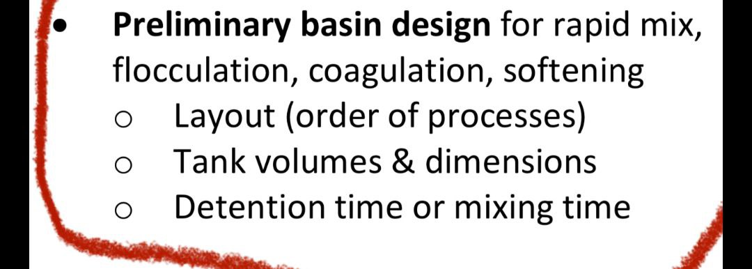 Preliminary basin design for rapid mix,