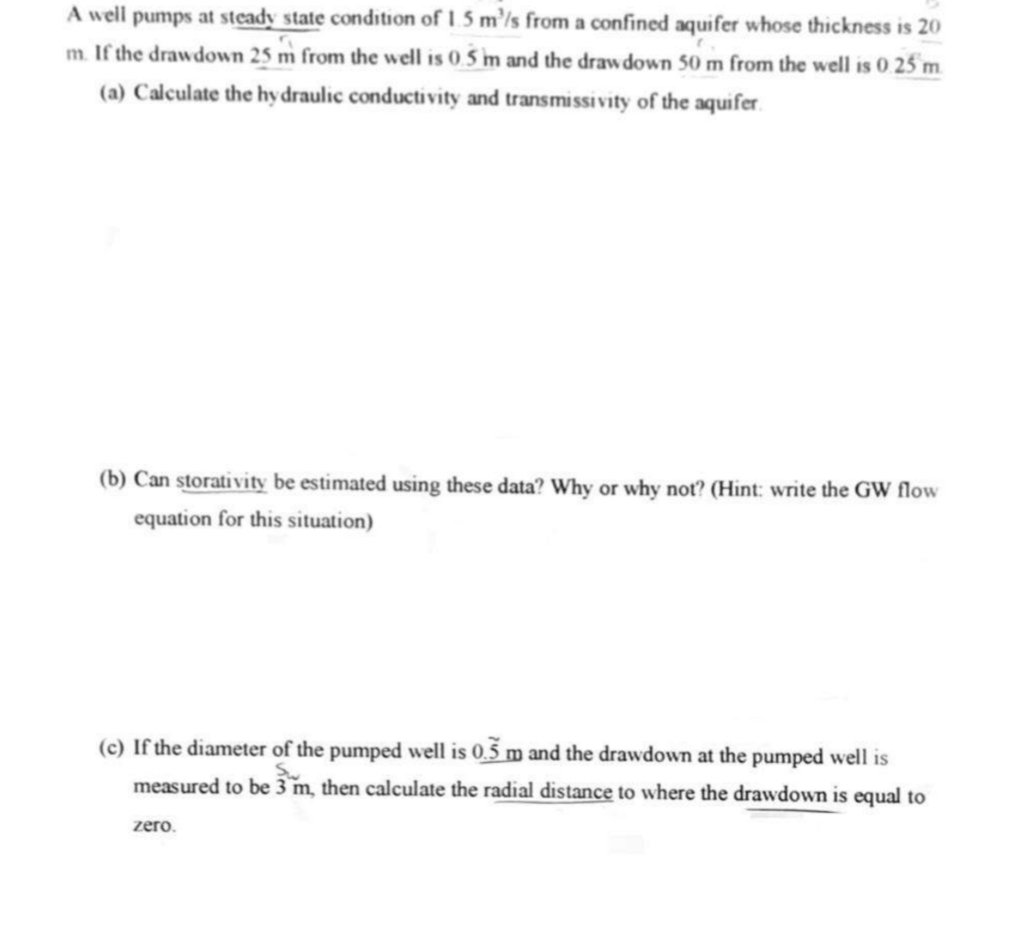 A well pumps at steady state condition of 1 . 5 m