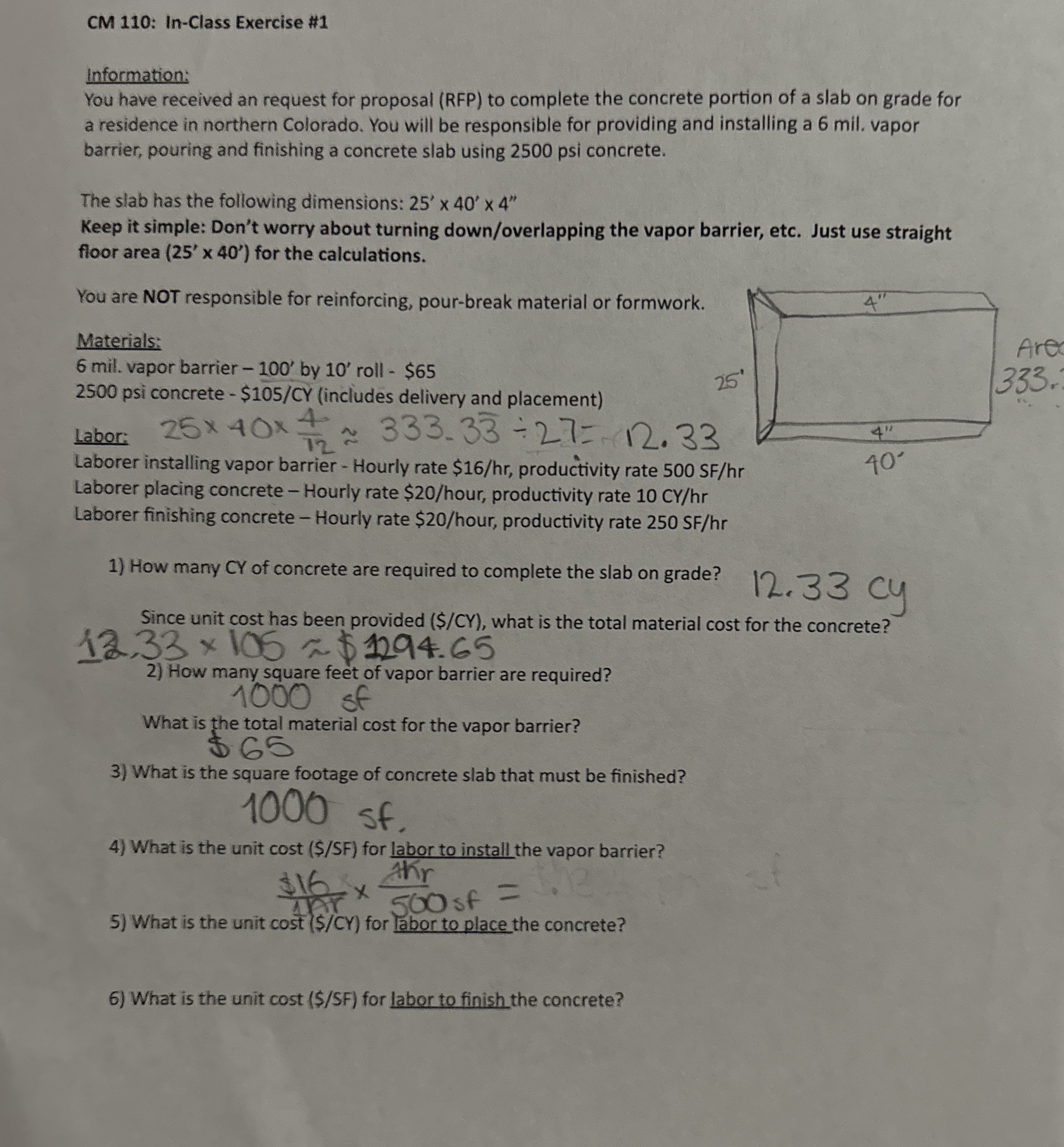 CM 1 1 0 : In - Class Exercise # 1 Information: