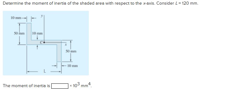Determine the moment of inertia of the shaded