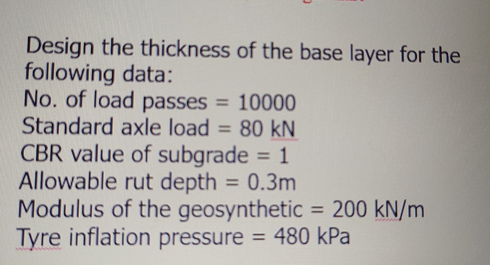 Design the thickness of the base layer for the