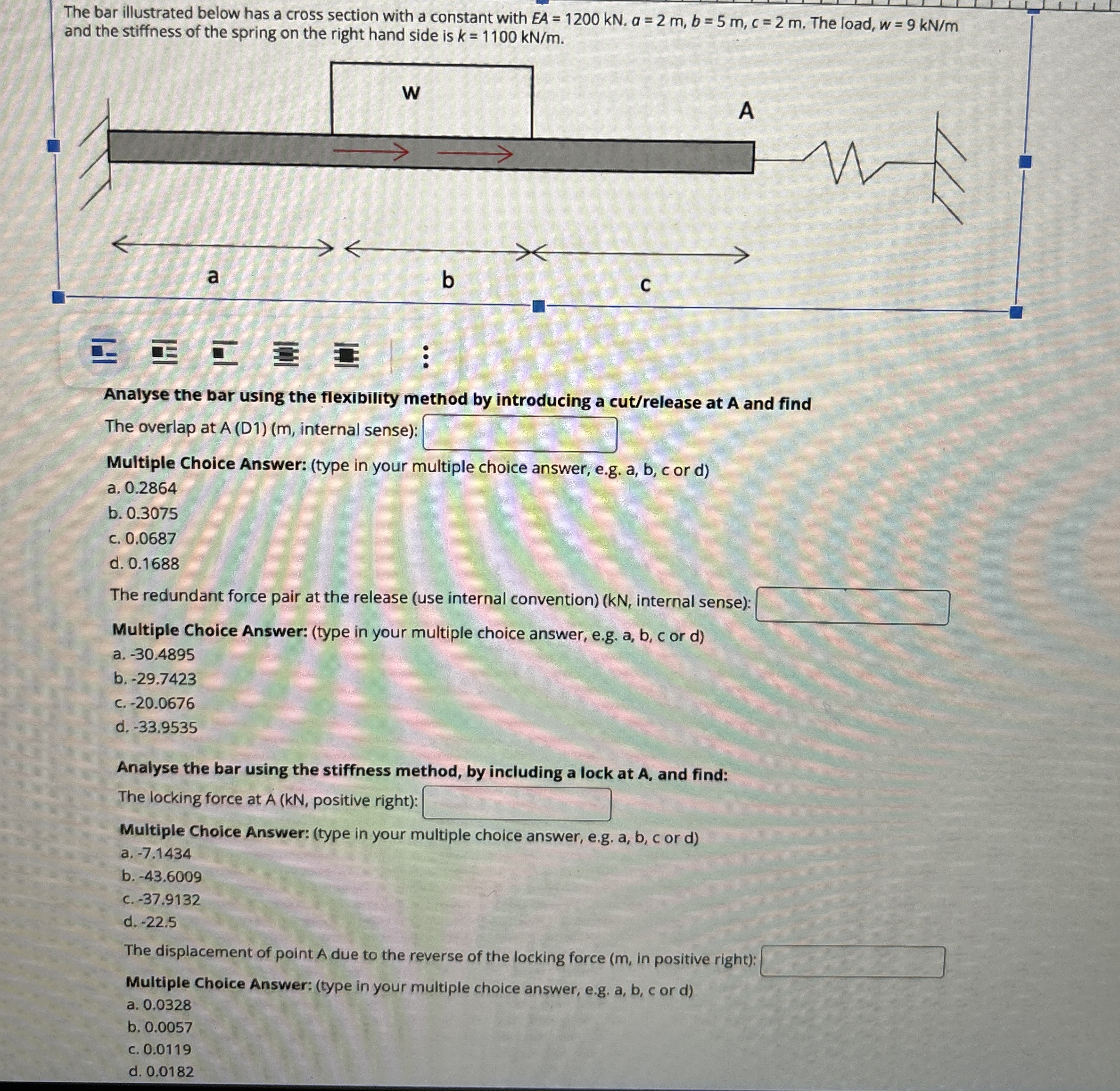 S The bar illustrated below has a cross section