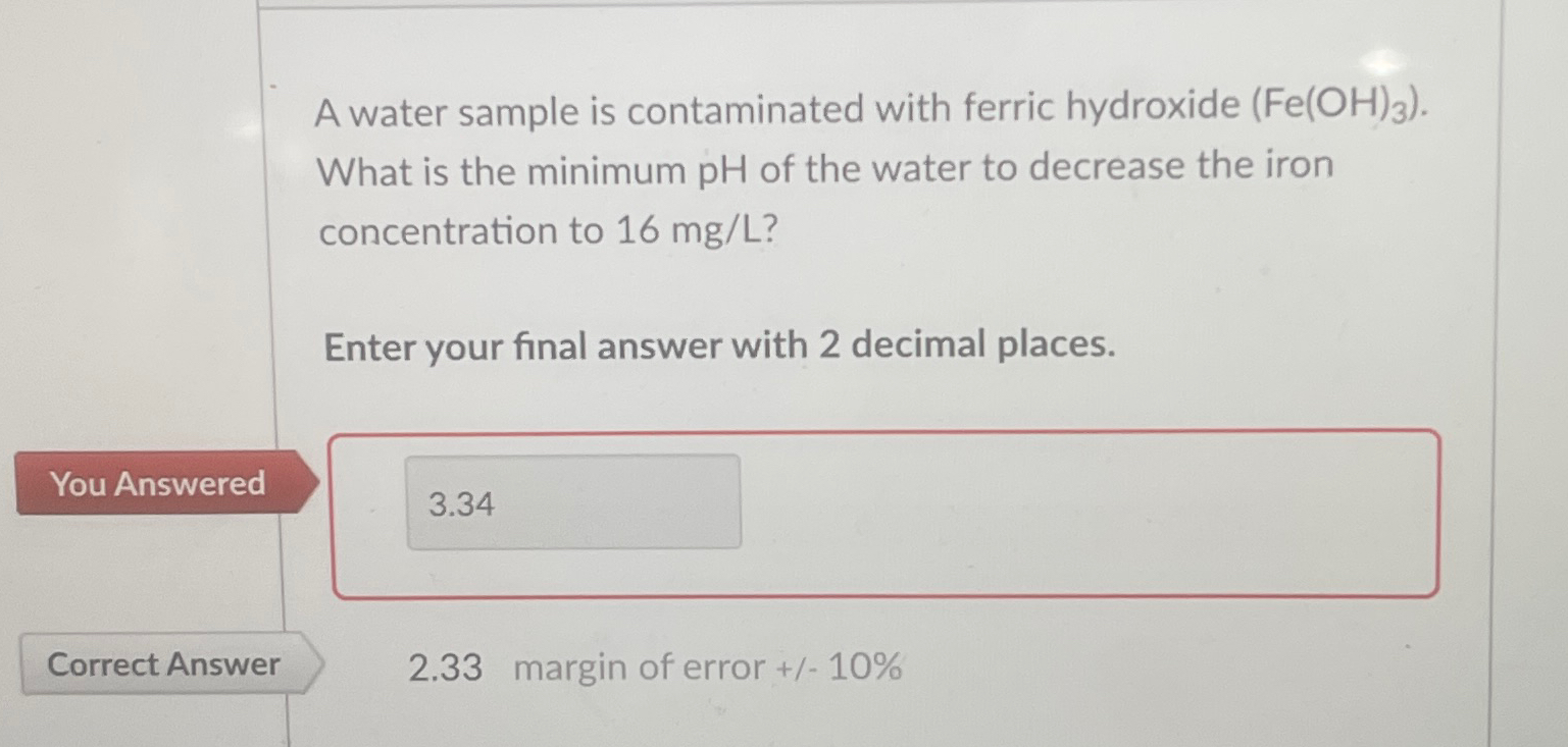 A water sample is contaminated with ferric