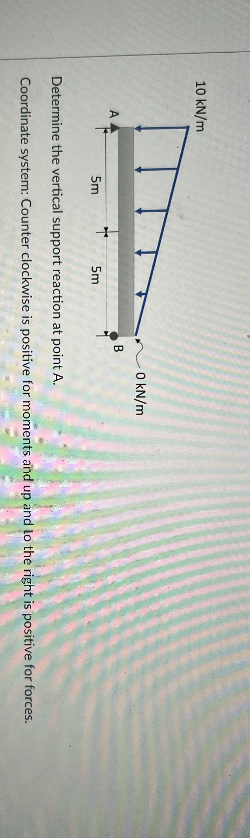 1 Determine the vertical support reaction at