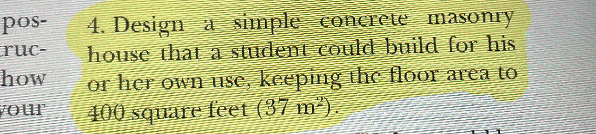 Exercise 4 . ) Design a simple concrete masonry