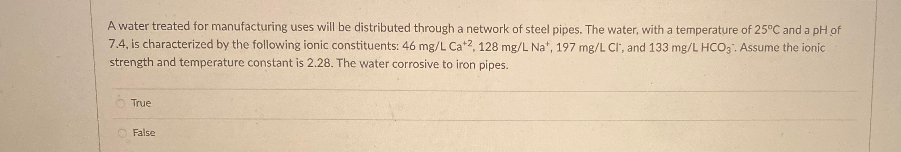 A water treated for manufacturing uses will be