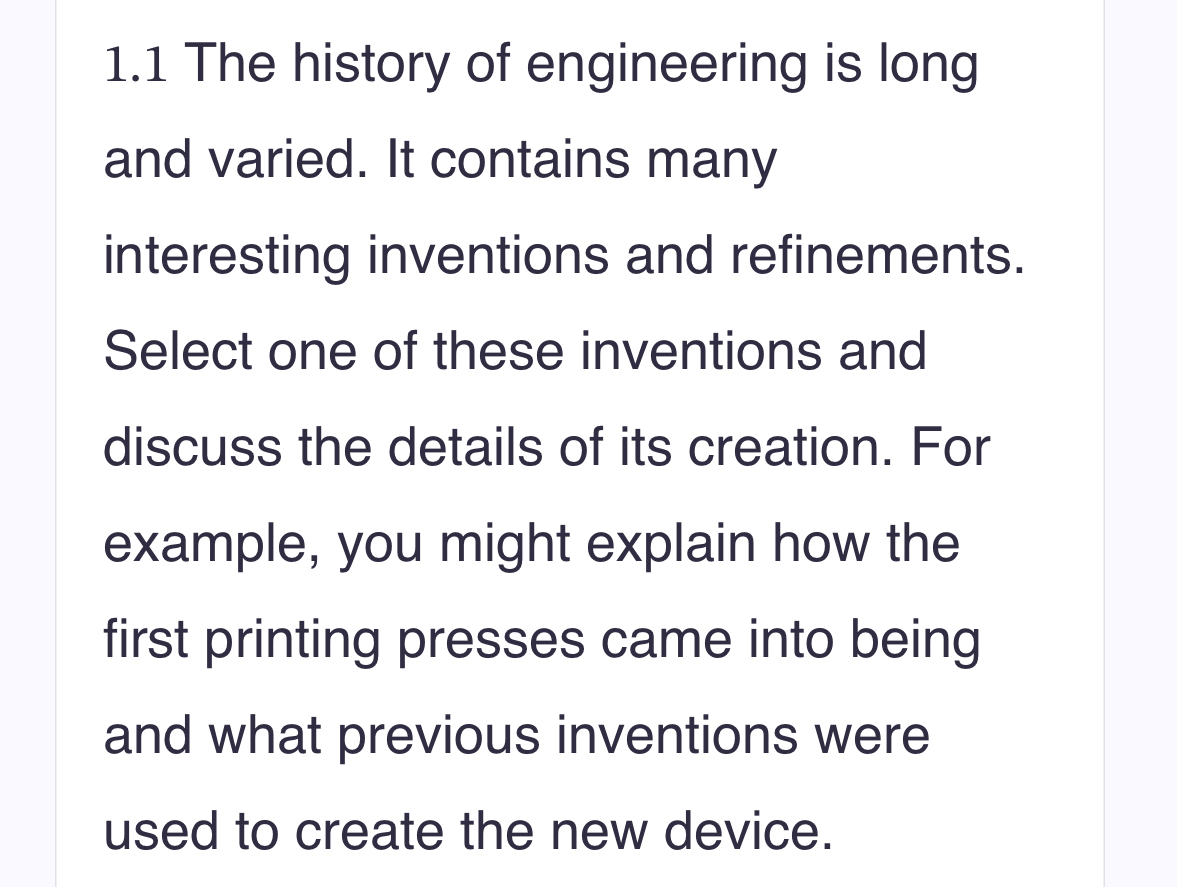1 . 1 The history of engineering is long and