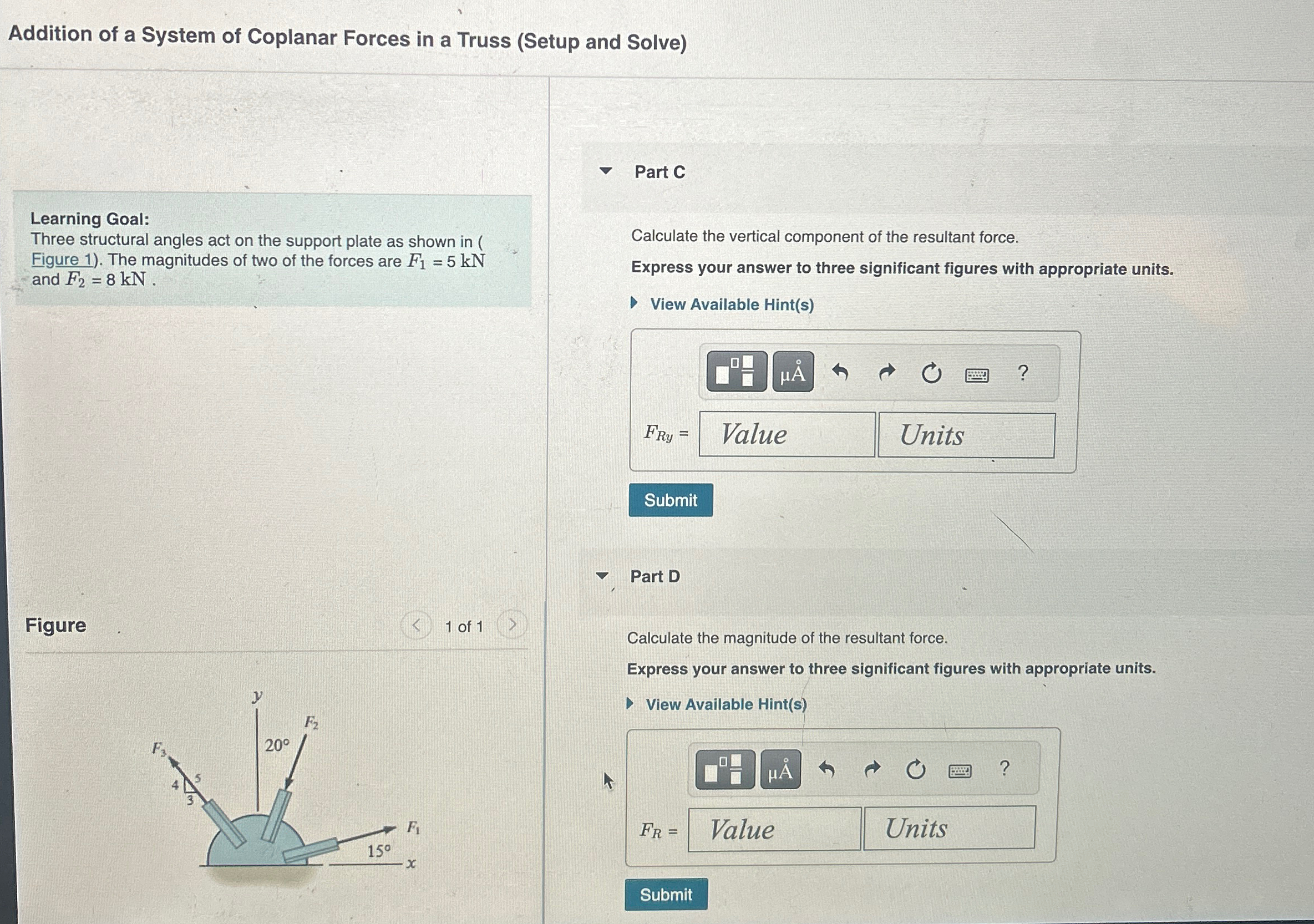 Addition of a System of Coplanar Forces in a