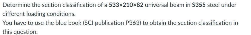 Determine the section classifcation of a 5 3 3 x