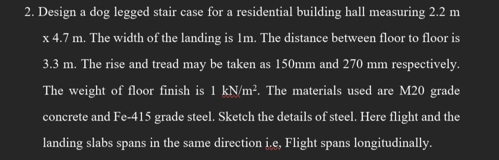 Design a dog legged stair case for a residential