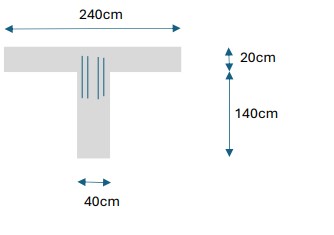 The reinforced concrete t - beam as indicated in