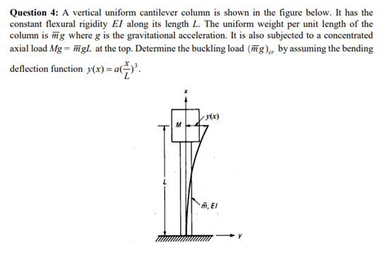 Question 4 : A vertical uniform cantilever column