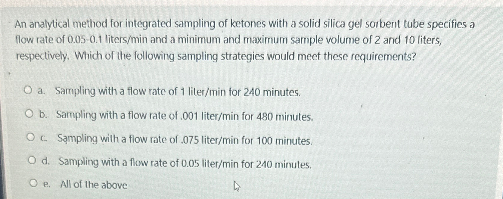 An analytical method for integrated sampling of
