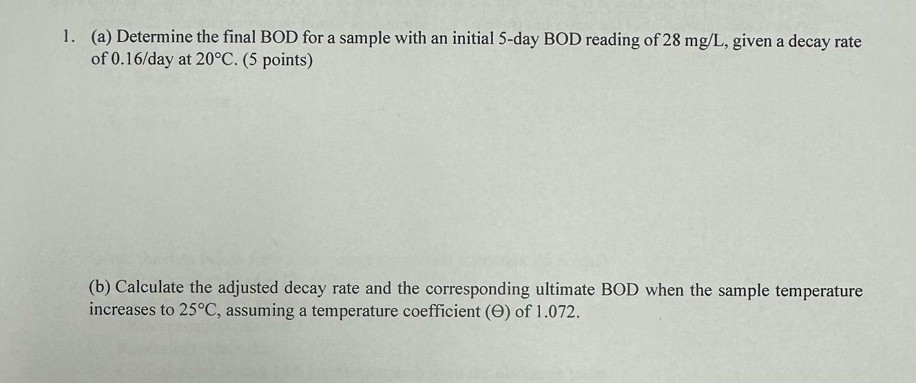 ( a ) Determine the final BOD for a sample with