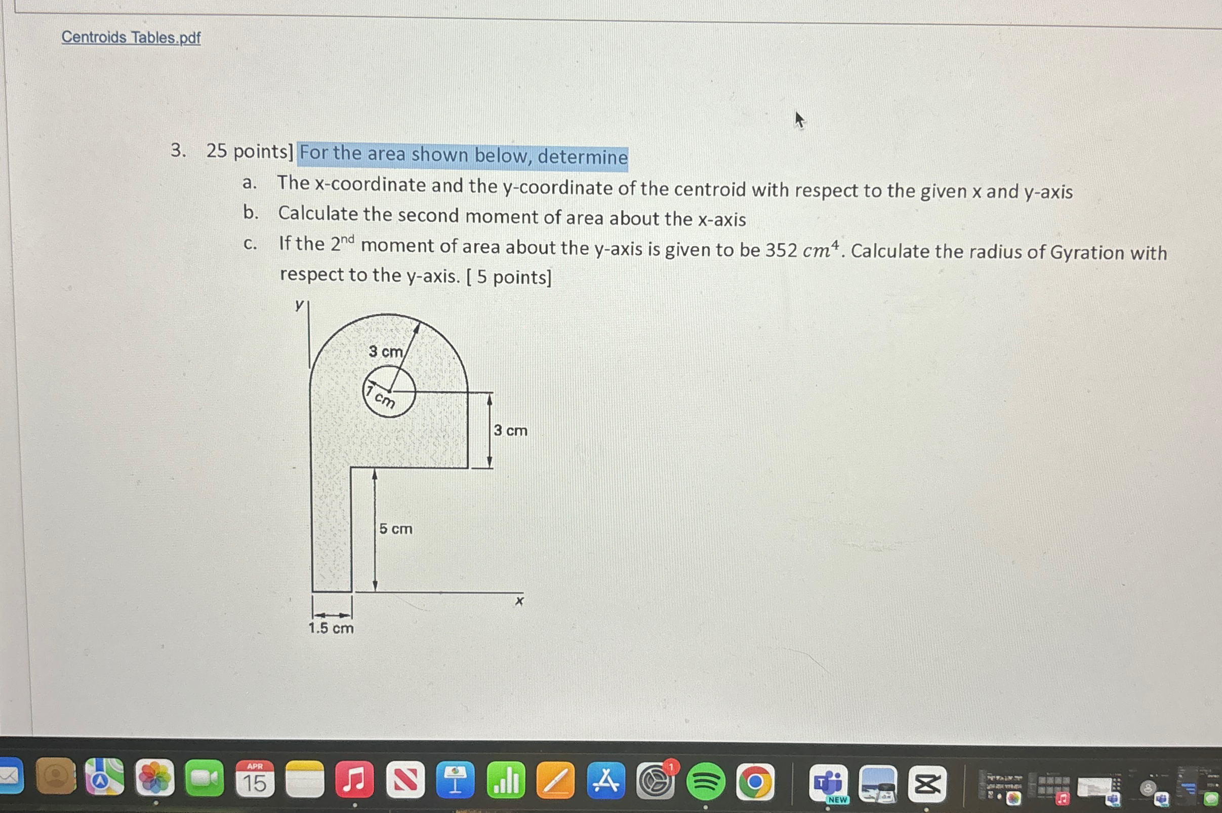 Centroids Tables.pdf 3 . 2 5 points ] For the