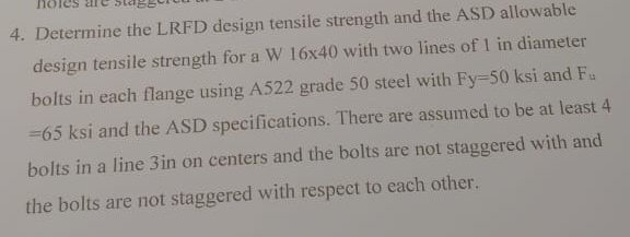 Determine the LRFD design tensile strength and