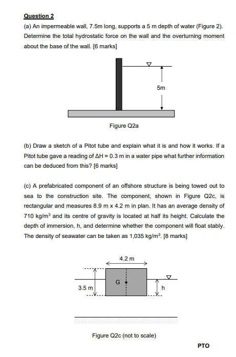 Question 2 ( a ) An impermeable wall, 7 . 5 m