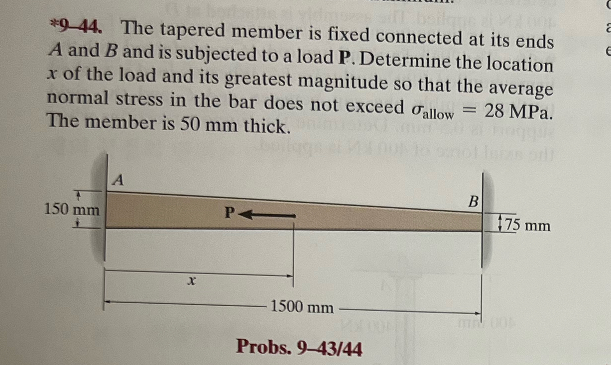* 9 - 4 4 . The tapered member is fixed connected