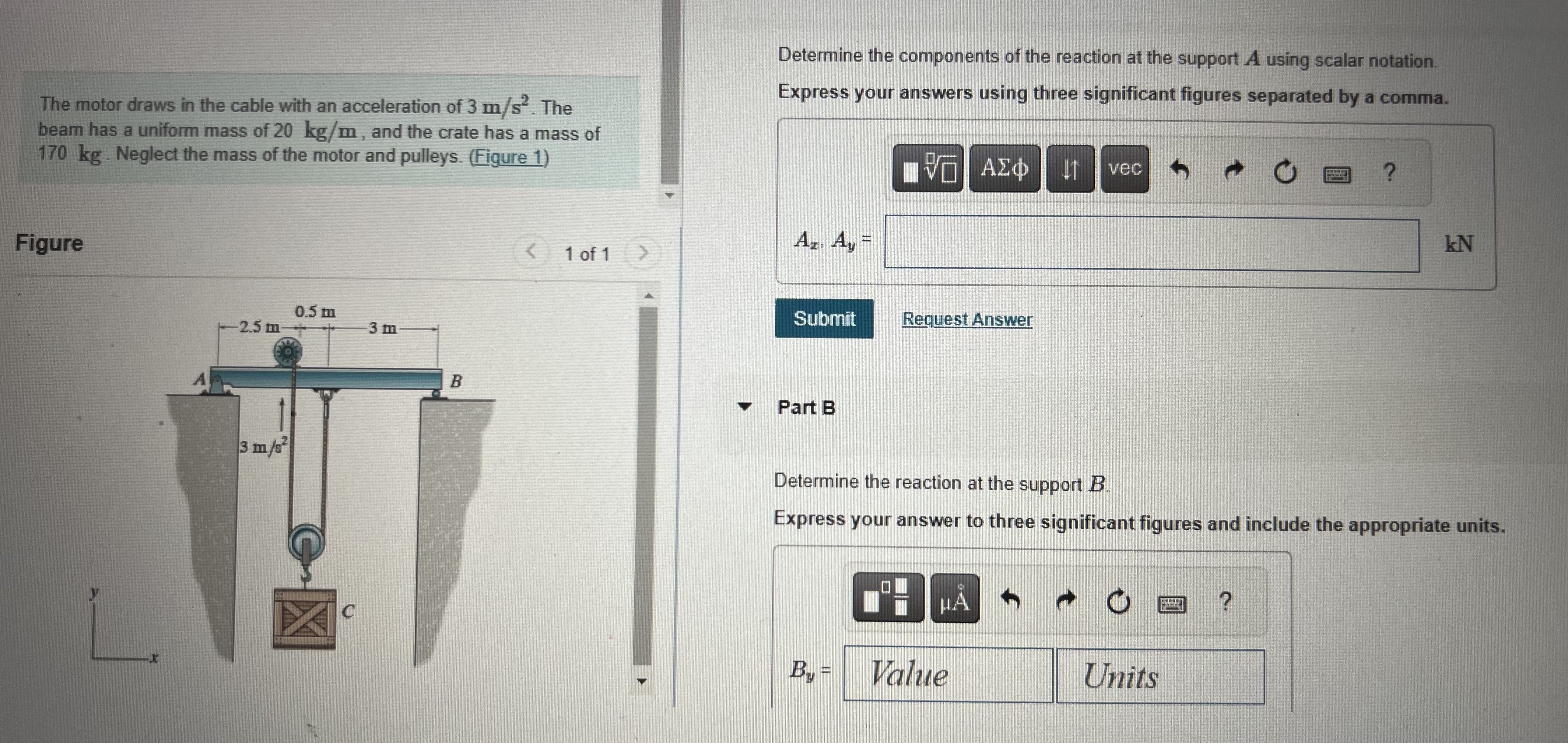 The motor draws in the cable with an acceleration