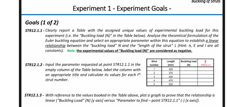 Experiment 1 - Experiment Goals - Goals ( 1 of 2