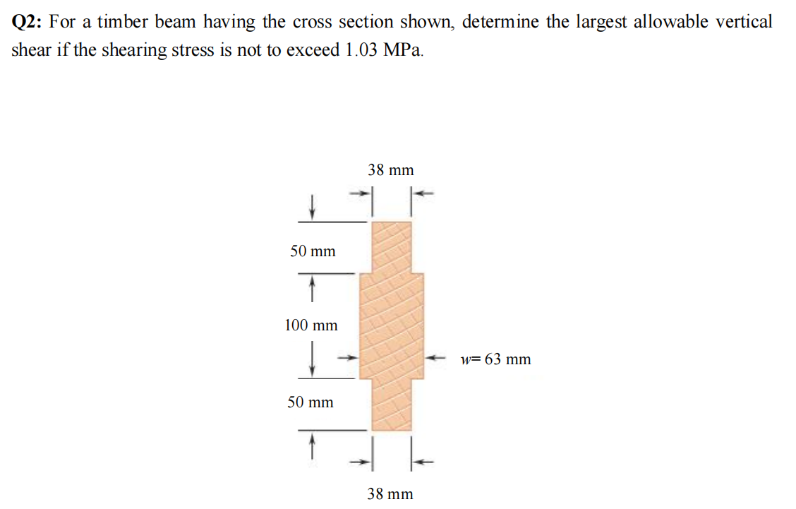 Q 2 : For a timber beam having the cross section