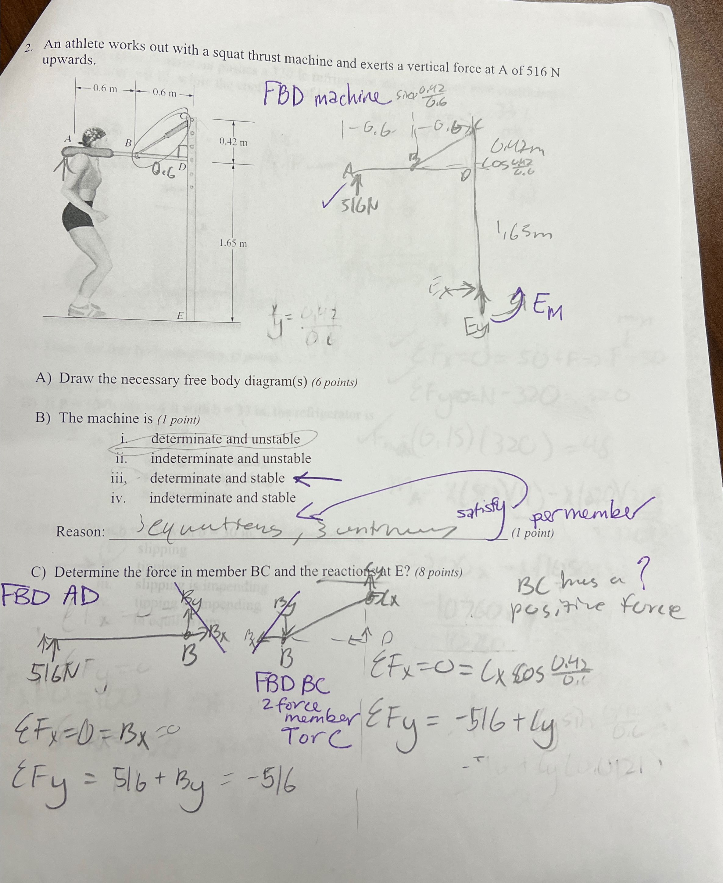 An athlete works out with a squat thrust machine