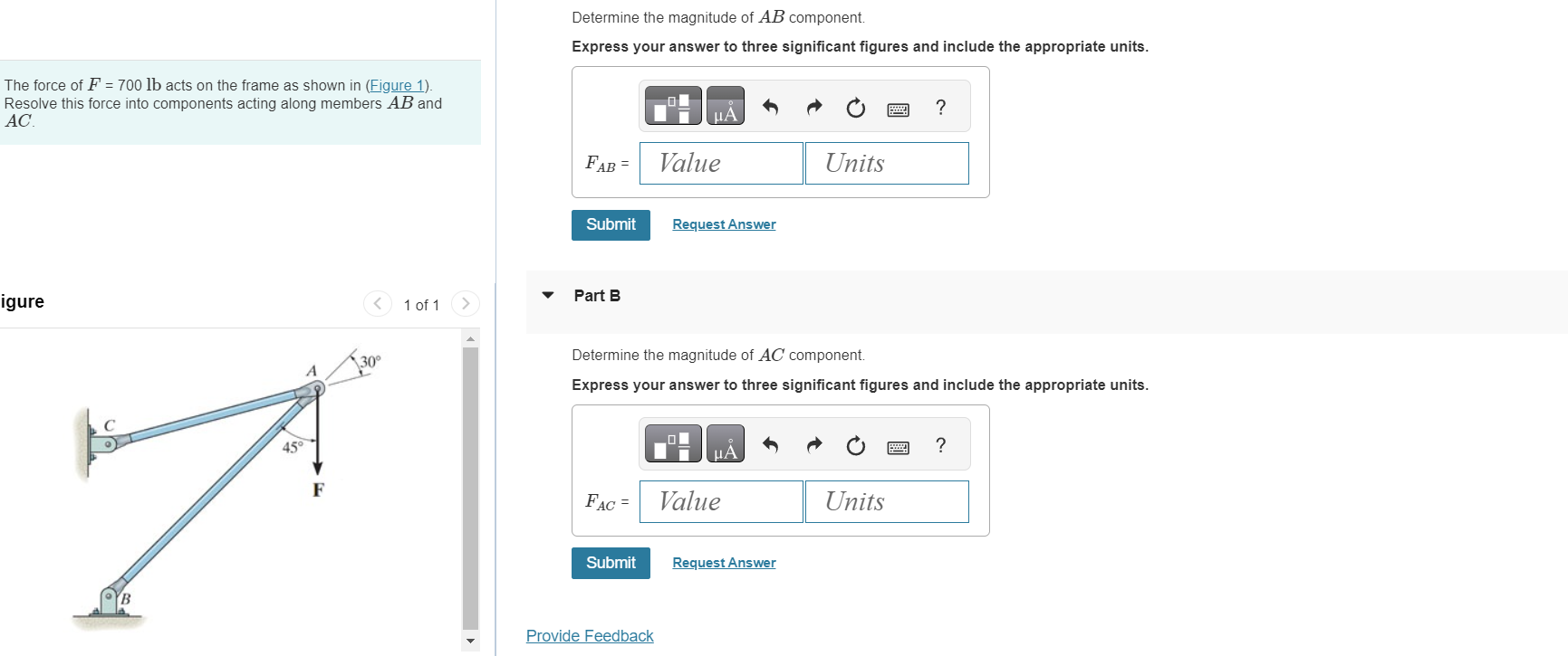 Determine the magnitude of A B component. The