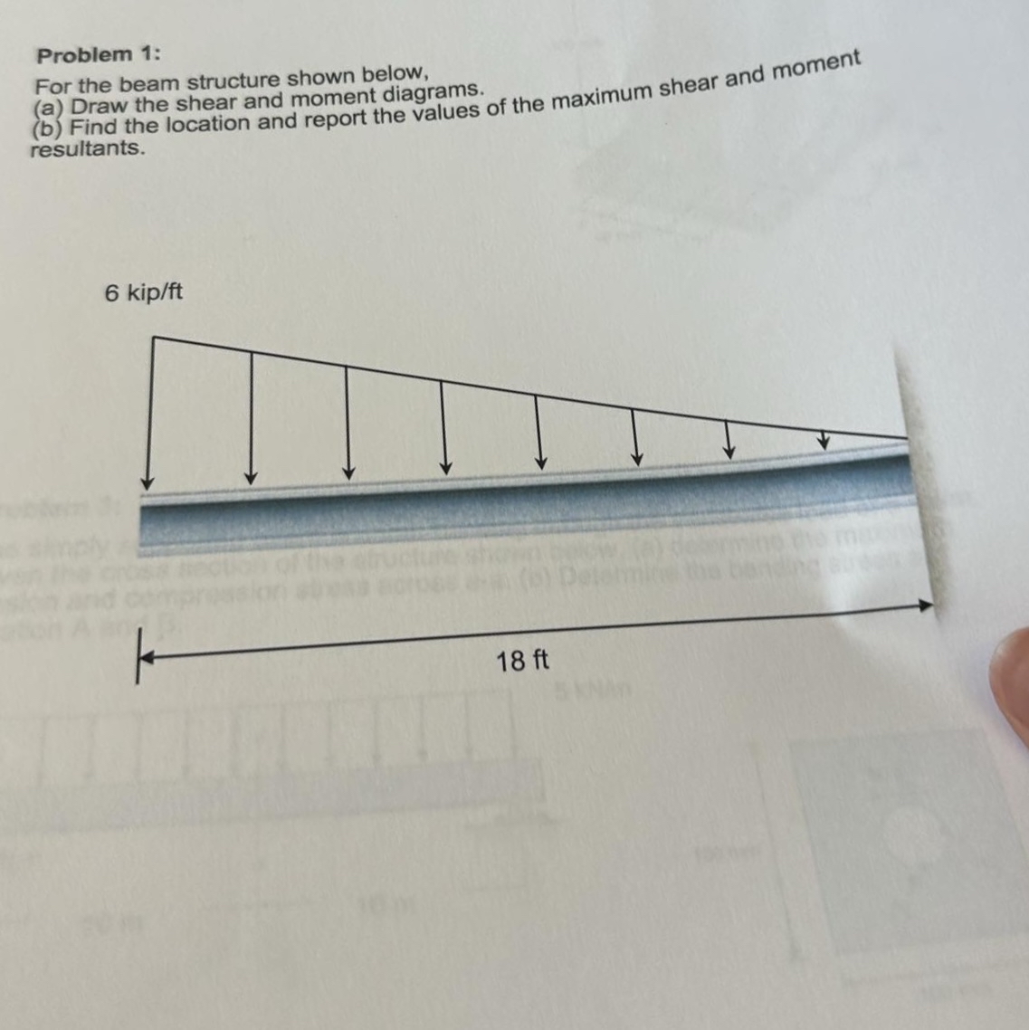 Problem 1 : For the beam structure shown below, (
