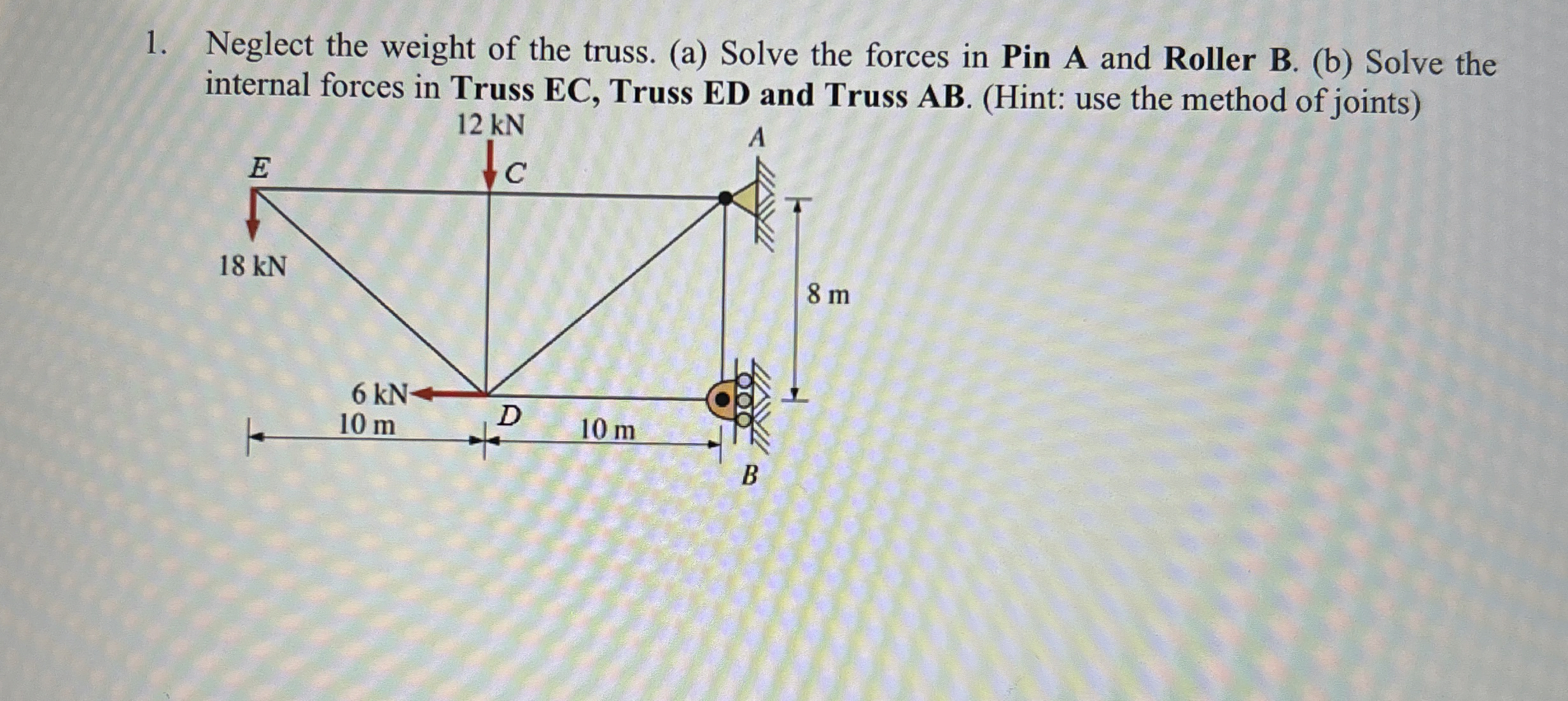 Neglect the weight of the truss. ( a ) Solve the