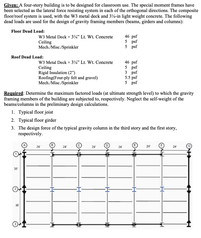 Given: A four - story building is to be designed