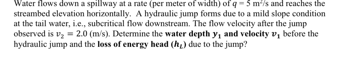 Water flows down a spillway at a rate ( per meter