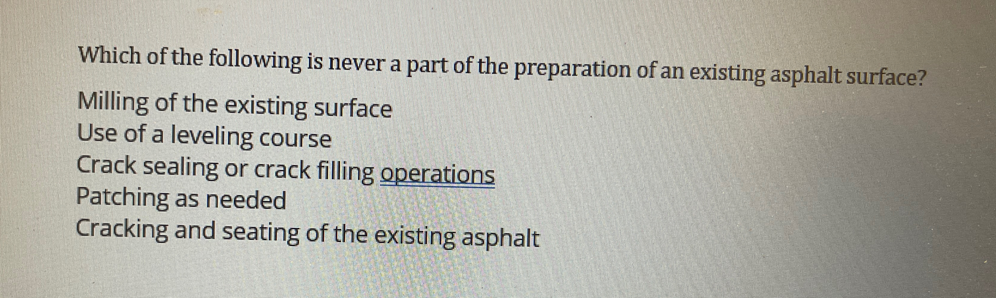 Which of the following is never a part of the