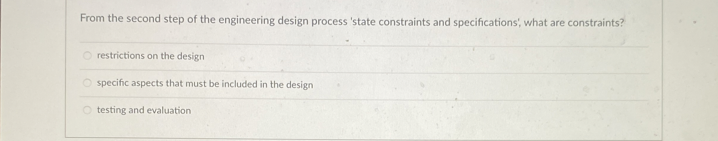 From the second step of the engineering design