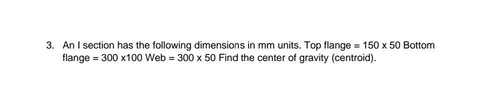 An I section has the following dimensions in m m
