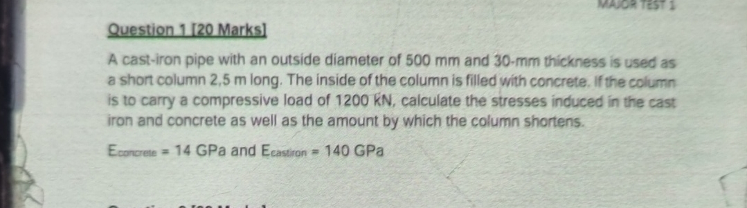 Question 1 [ 2 0 Marks ] A cast - iron pipe with