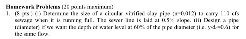 Homework Problems ( 2 0 points maximum ) ( 8 pts